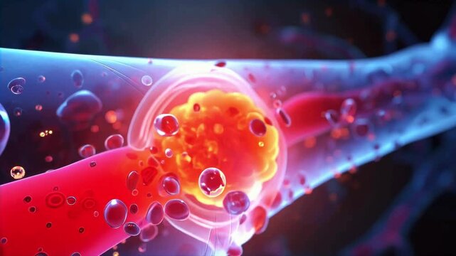 Microscopic View of Blood Clot Formation in a Blood Vessel