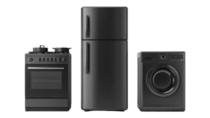Household appliances on transparent background