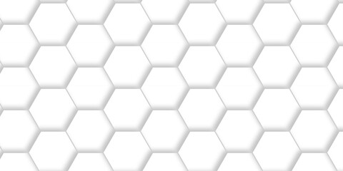 Naklejka premium Abstract pattern hexagonal white technology line paper background. Hexagonal grid tile mosaic structure mess cell design. white and gray hexagon honeycomb football geometric copy space business text. 