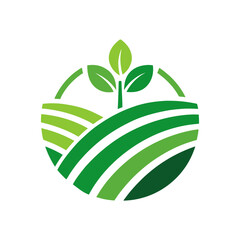 a green plant sprouting from green fields or farms vector illustration