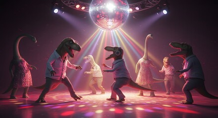 Dinosaurs dancing disco
