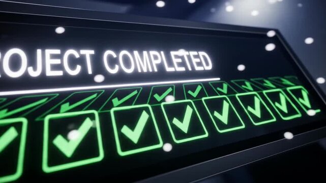 Project Completed Animation with Tick Boxes Showing Progress and Achievement