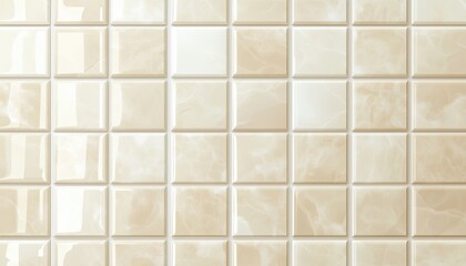 Cream Light Ceramic Wall And Floor Tiles Mosaic In Bathroom And Kitchen: Geometric Pattern With Grid Wallpaper, Pool Decoration. Simple, Abstract, And Clean Surface Design.