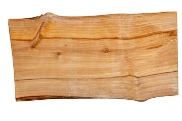 Wooden board with natural grain texture isolated on white background