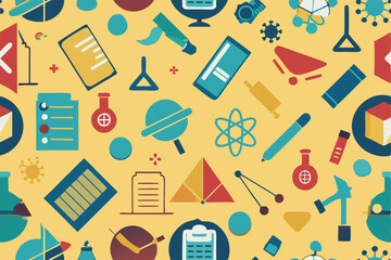 Science Icons Seamless Pattern