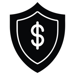 Shield with Dollar Sign Silhouette Vector Illustration