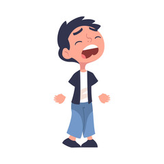 Lost Boy Child Standing in Unfamiliar Place Vector Illustration