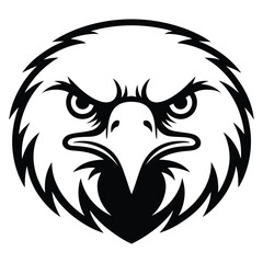 Intense eagle head emblem black and white graphic design art