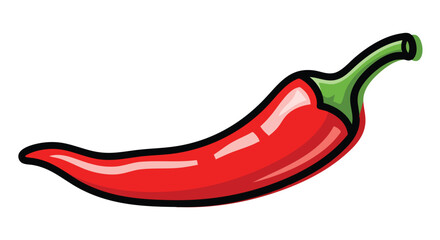 Vibrant cartoon red chili pepper hot spicy food illustration Mexican Capsicum Picante Heat Cuisine Ingredient Flavor Delicious Vector