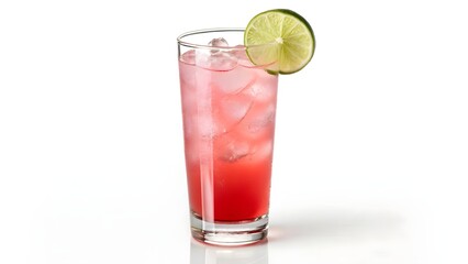 Refreshing Pink Drink with Ice and Lime Slice