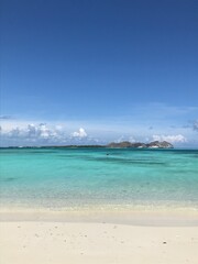 tropical beach with blue sky