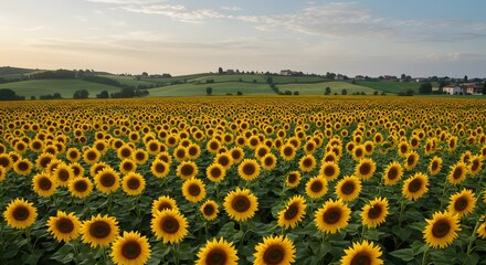 Sunflowers field landscape