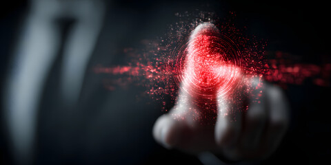 Businessman Interacting with a Holographic InterfaceIndicating a DDoS Attack Aert, Symbolizing Cybersecuity Threats and Network Prtection