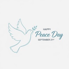 Obraz premium A stylized peace day illustration featuring a dove with an olive branch design element