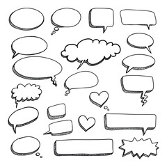 "Hand-Drawn Speech Bubbles and Comic Elements Collection"