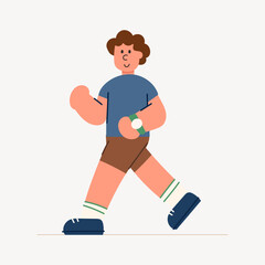 Vector cartoon illustration of a man running for exercise. Fitness, workout, and healthy lifestyle concept.