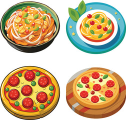 Set of cartoon fast food flat style isolated on a white background
