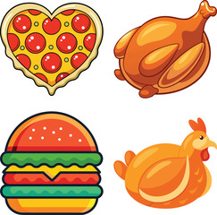 Set of cartoon fast food flat style isolated on a white background

