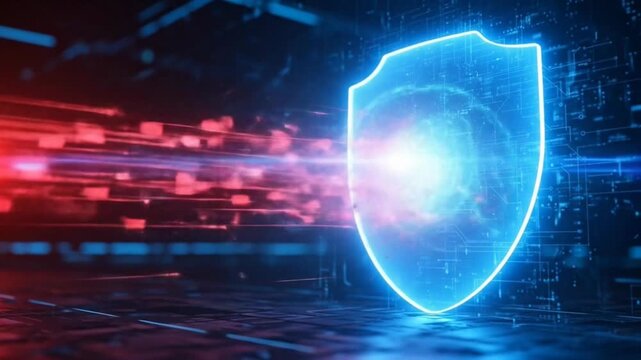 Cybersecurity protection shield network technology and data encryption concept