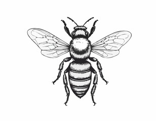 bee sitting hand drawn sketch insects vector illustration