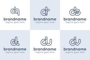 Letters DQ DR DS DT DU DV Monogram Line Logo, for QD RD SD TD UD VD initials
