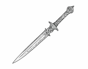 Vintage dagger sketch hand drawn Vector illustration.