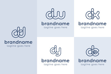 Letters DD DW DX DY DZ Monogram Line Logo, for DD WD XD YD ZD initials