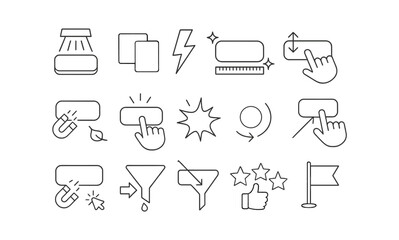 User interface line icon set for productivity. icons for apps, tools, and navigation.