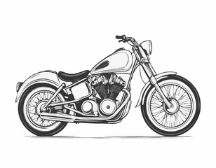 Obraz premium Motorcycle retro hand drawn sketch illustration Vintage transport