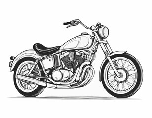 Fototapeta premium Motorcycle retro hand drawn sketch illustration Vintage transport