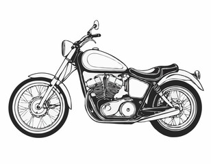 Fototapeta premium Motorcycle retro hand drawn sketch illustration Vintage transport