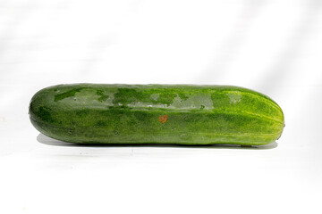 Fresh Green Cucumber Fruits on White.
