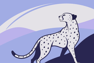 Fototapeta premium Minimal cheetah spots silhouette with abstract pattern