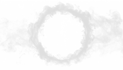 PNG of soft white smoke looping around invisible circular object, airy vapor swirl, wispy haze, abstract smoky element for decorative overlay and creative design use