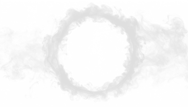 PNG of soft white smoke looping around invisible circular object, airy vapor swirl, wispy haze, abstract smoky element for decorative overlay and creative design use