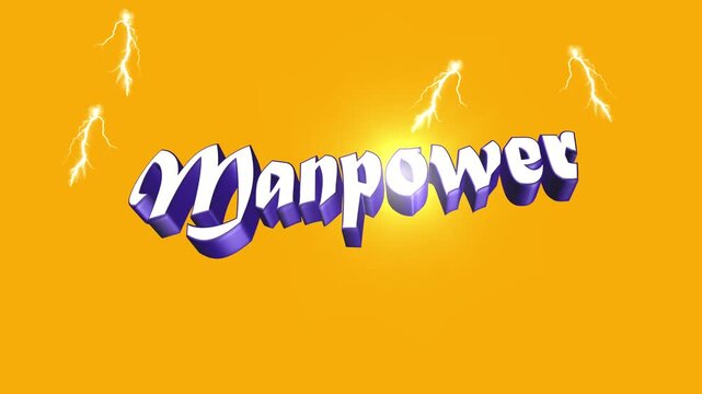 Manpower logo design with 3d effect on a bright orange gradient background