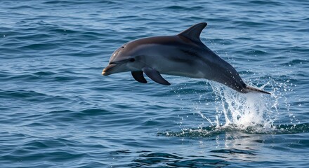 Dolphin jumping ocean