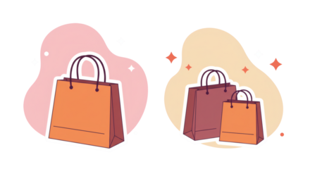 Bright shopping bags illustration with sparkles