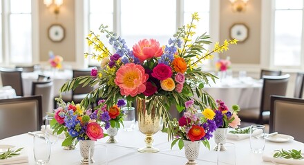 Vibrant Floral Centerpiece Wedding Decor.
