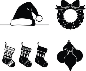 Set of winter and christmas silhouettes. Christmas collection. Christmas Vector Icon Set art.