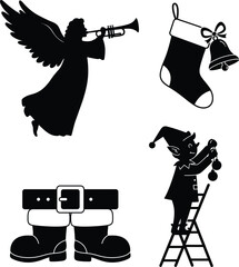 Set of winter and christmas silhouettes. Christmas collection. Christmas Vector Icon Set art.