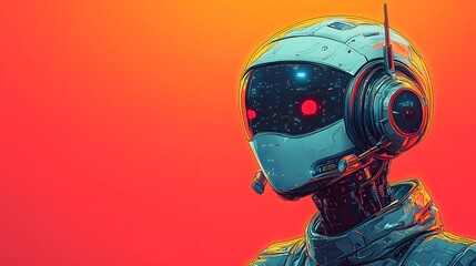Cybernetic Sentinel: An advanced android, showcasing intricate design, with a vibrant gradient background, represents the future of technology.