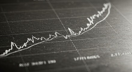Financial Chart Showing White Line Ascending on Black Background