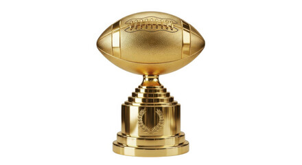 Golden american football trophy isolated on transparent background
