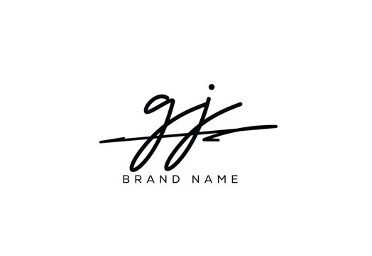 GJ letter elegant cursive beauty handwriting logo.