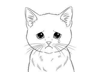 Obraz premium Sketch drawing of sad kitten with fur details