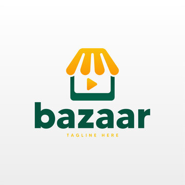 Bazaar market logo design template