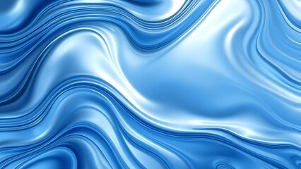 Fototapeta premium Abstract tech background with flowing liquid metal texture in blue and silver tones.