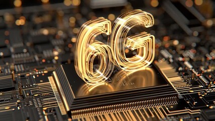 A close-up of a futuristic 6G symbol illuminated on a circuit board, showcasing advanced technology and digital innovation. - Powered by Adobe