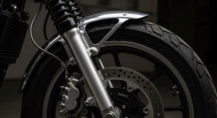 Fototapeta premium Close-up motorcycle front wheel and fender
